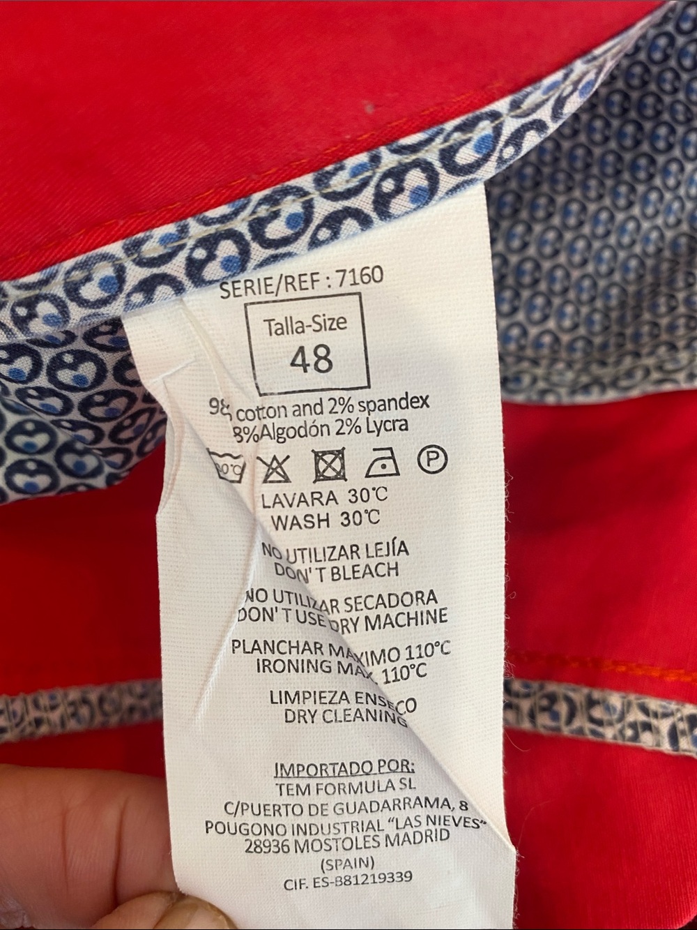 European brand in Raspberry Red Slim Cotton Mix Chino Pants Size Euro 48/US 16 - Picture 10 of 16